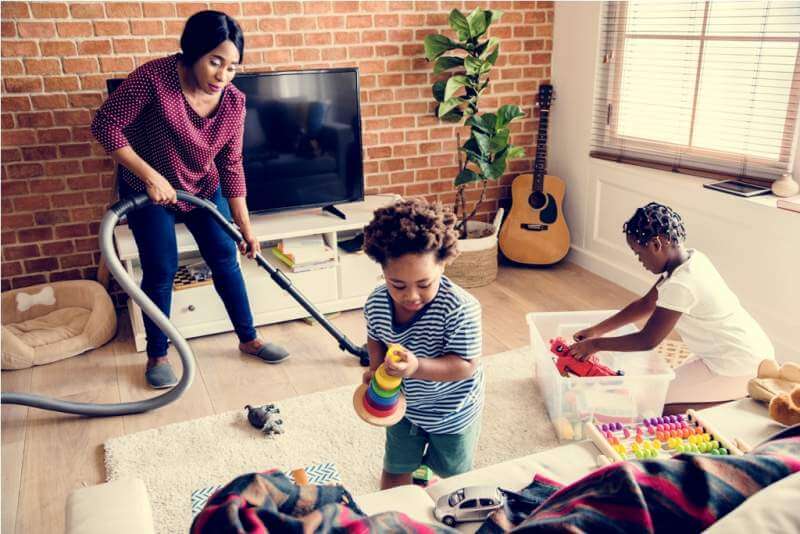 black-family-cleaning-the-house-together